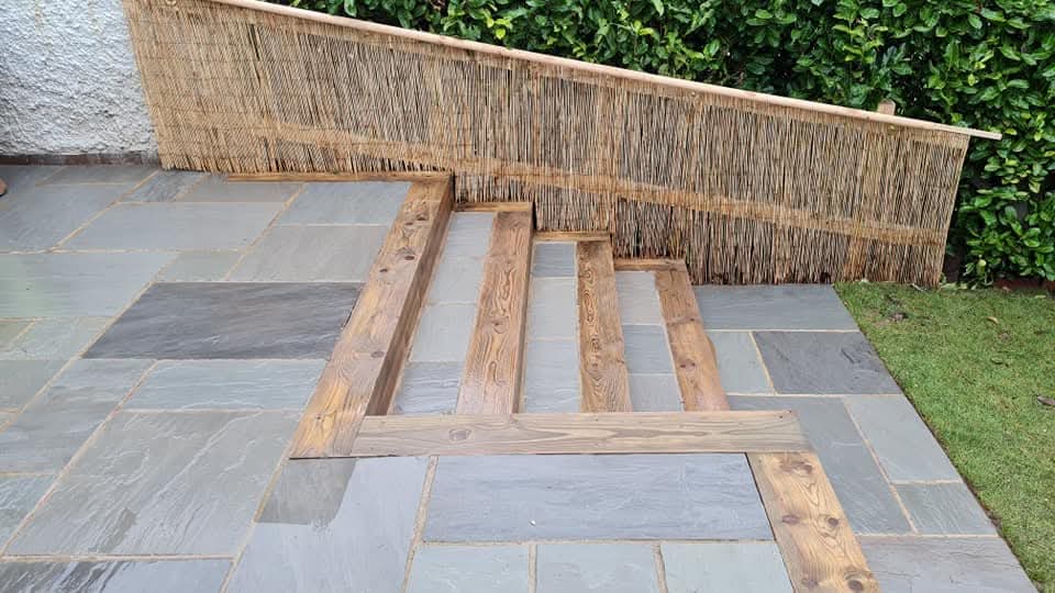 patio slabs with steps