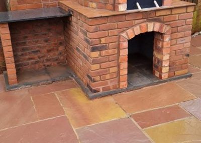 Patio Slabs and Brick Wood Pizza Oven