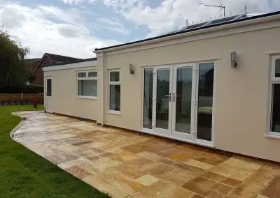 Patio slabs and garden